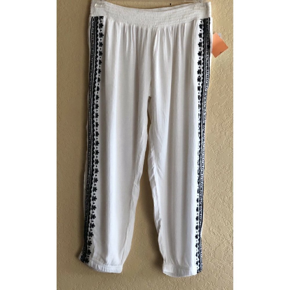 RipCurl Women's White Surfwear Oceana Embroidered Beach Pants GPAGF7 - Picture 9 of 11
